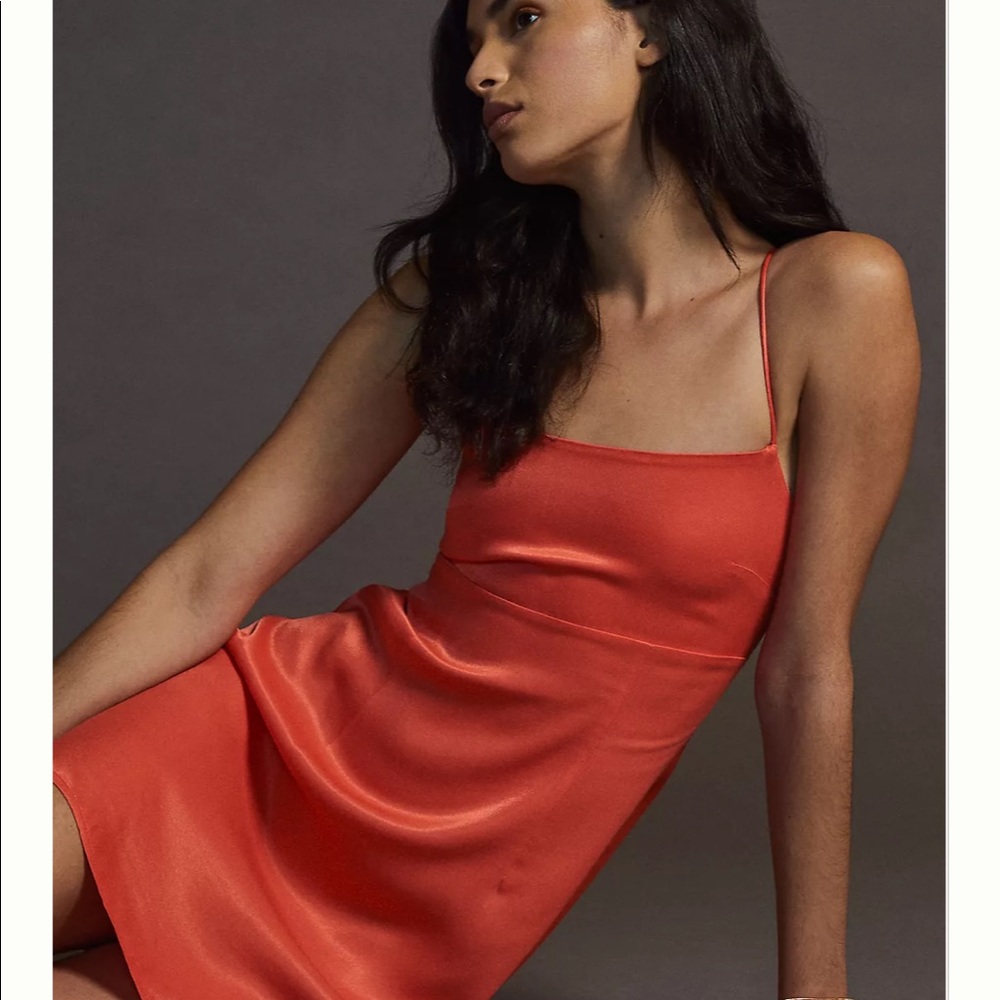 Anthroplogie mini silky slip dress 4